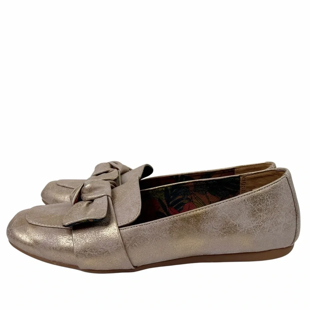 b.o.c. Paisley Bow Moc Toe Flats Slip On Metallic Shoes Women’s Size 9
